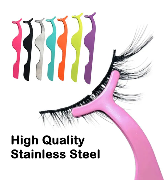 Eyelash Applicator False Eyelashes Tweezers Stainless Steel