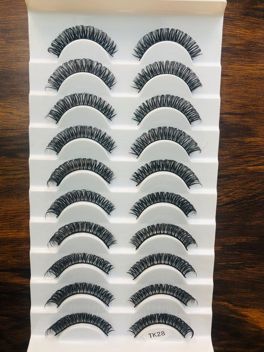 Eyelashes, Style TK28, Premium and Natural Eyelashes (curved)