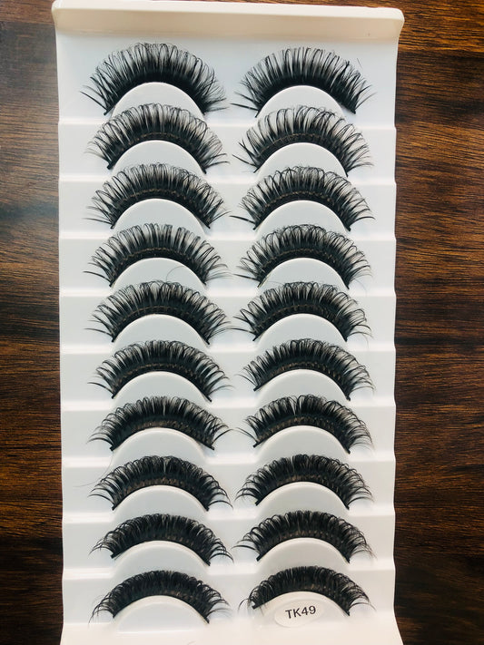 Eyelashes, Style Tk49, Premium and Natural Eyelashes (Curved)