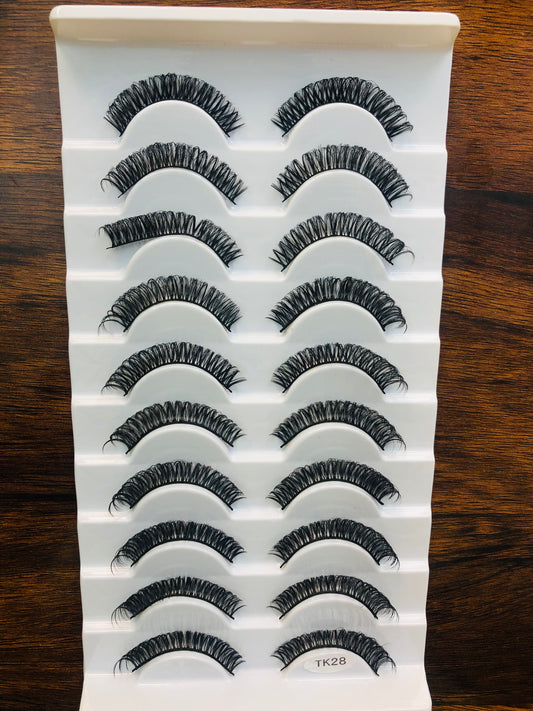 Eyelashes, Style TK28, Premium and Natural Eyelashes (Curved)